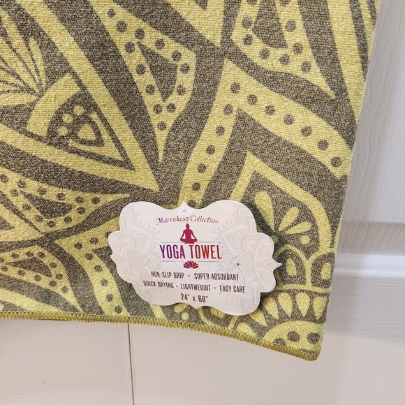 Marrakesh Collection Yoga Towel NWOT Chartreuse with Gray 24"x68" - Picture 2 of 11